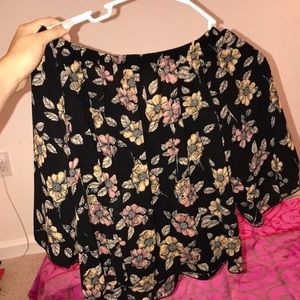 Off-shoulder floral blouse